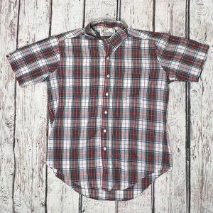 Vintage Short Sleeve Cavalier Plaid Button Down Christmas Summer Shirt